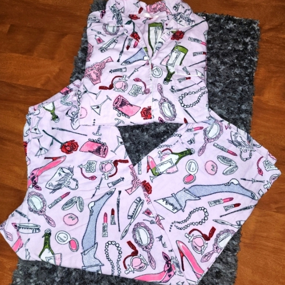 Victorias Secret Bundle Pink Night Shirt Top Jams Pant - Picture 2 of 8